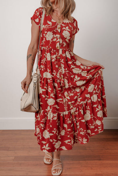 Fiery Red Midi Dress
