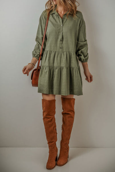Jungle Green Button Dress