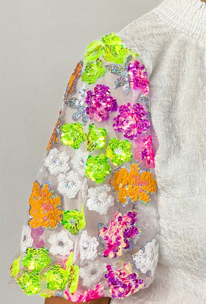 Floral Sequined Blouse