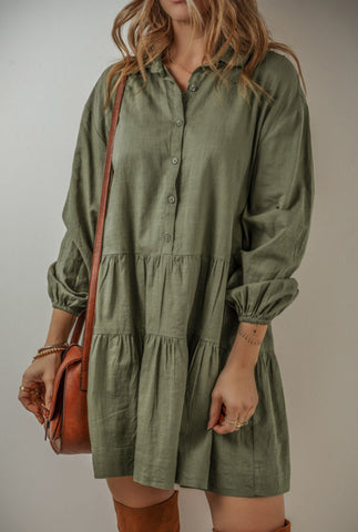 Jungle Green Button Dress