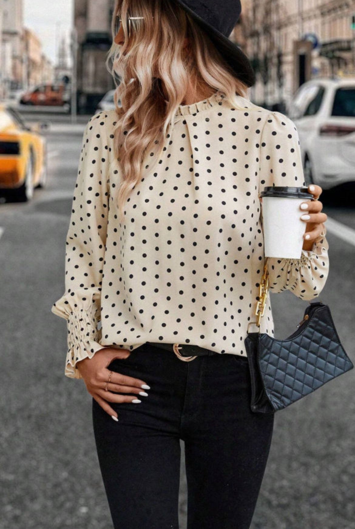 Apricot Polka Dot Blouse