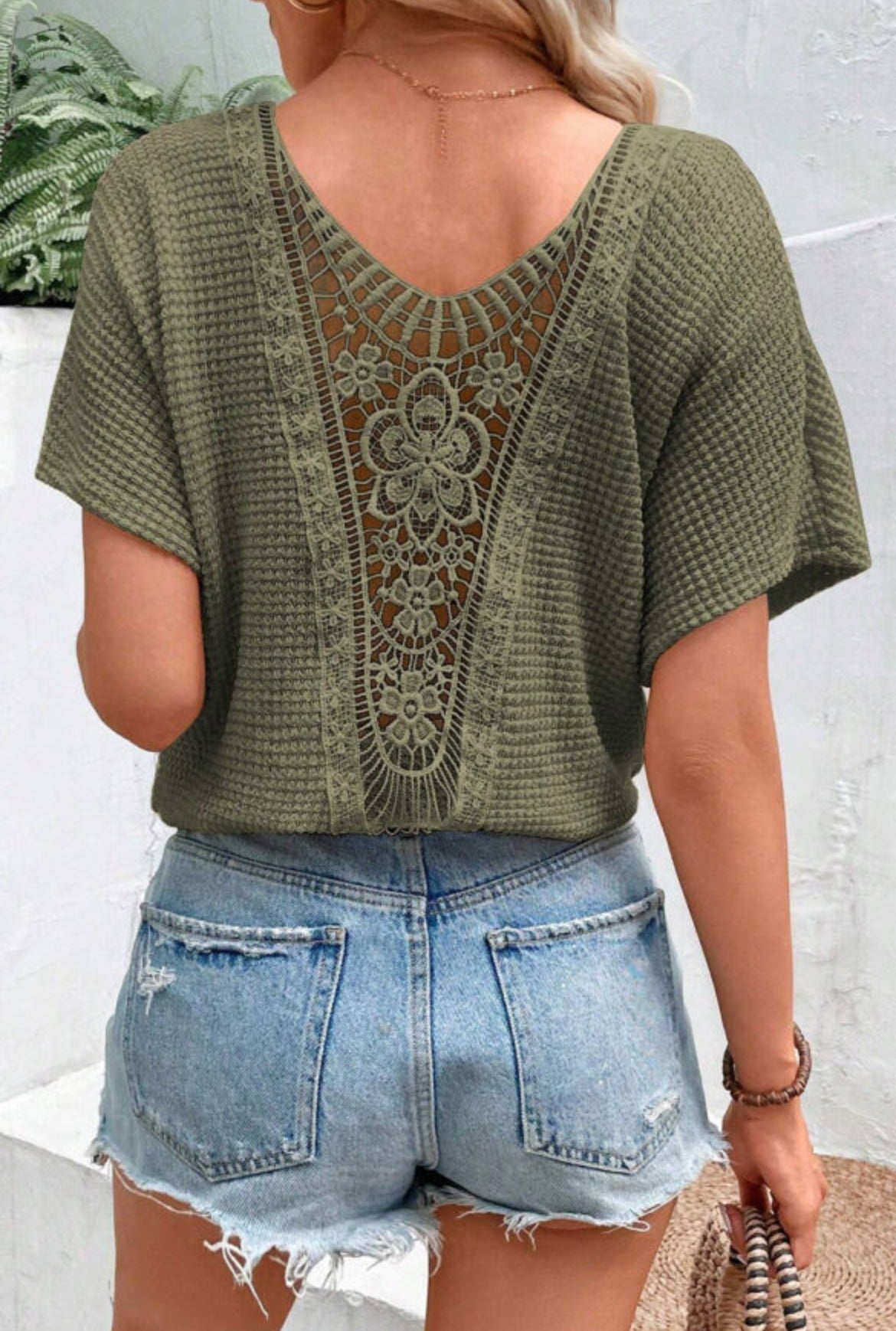 Moss Green Lace Top