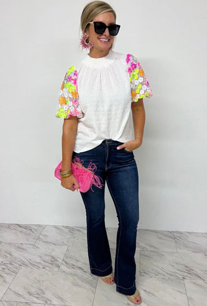 Floral Sequined Blouse