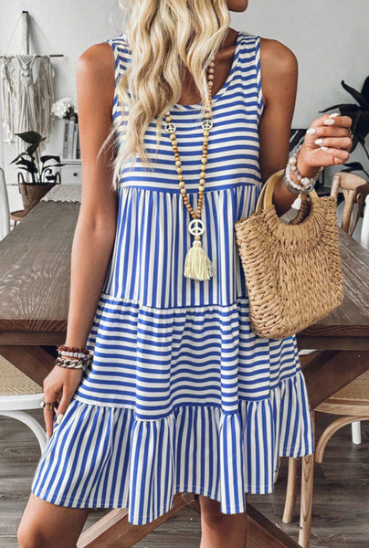 Sky Blue Striped Dress