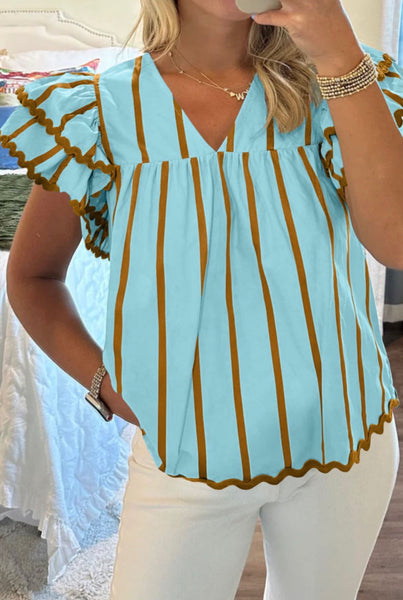 Ocean Striped Flutter Top