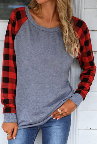 Red Gingham Long Sleeve Top