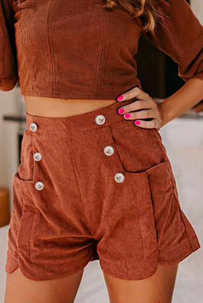 Clay Corduroy Scalloped Shorts