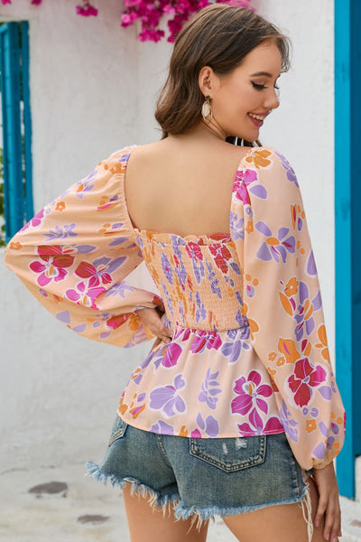 Peachy Smocked Peplum Blouse