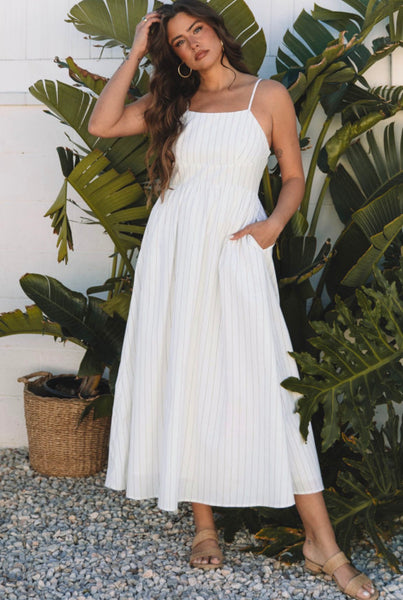 Sparkle Striped White Dress