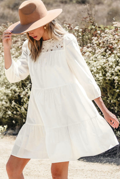 White Lace A-Line Dress