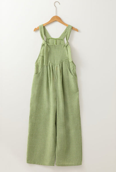 Green Gingham Wide Leg Overall
