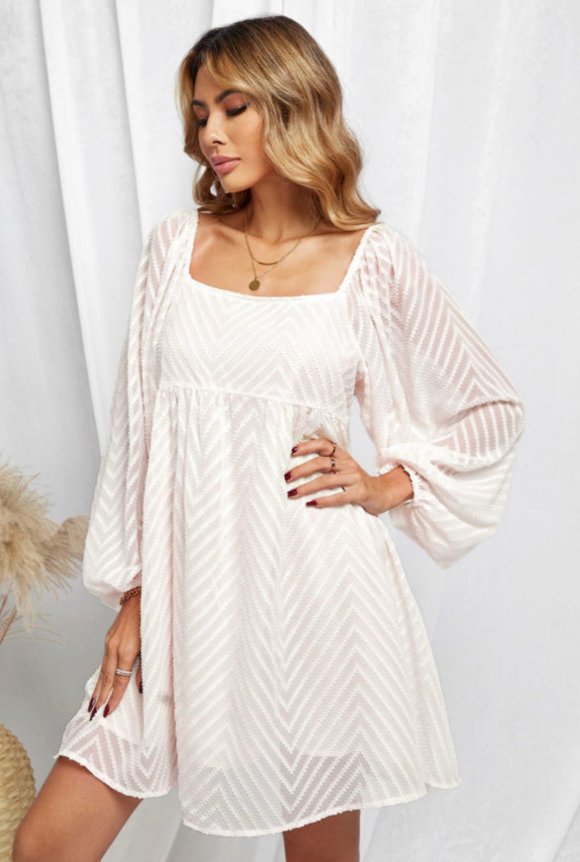 White Chevron Dress