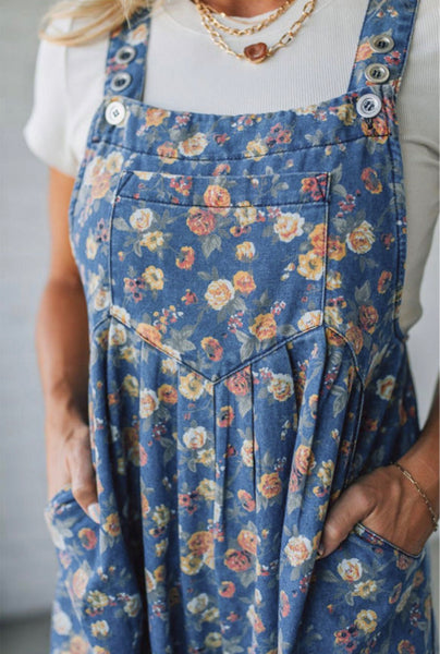 Vintage Rose Denim Overalls