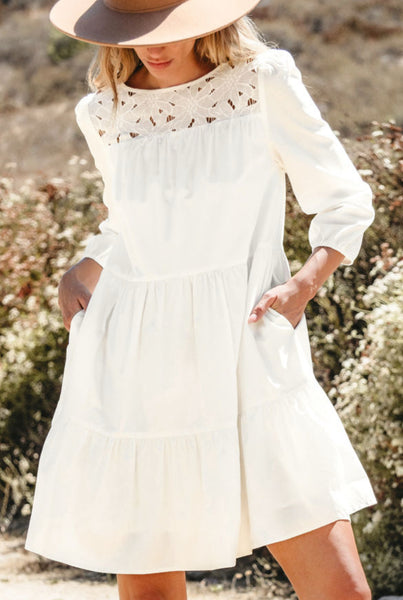 White Lace A-Line Dress