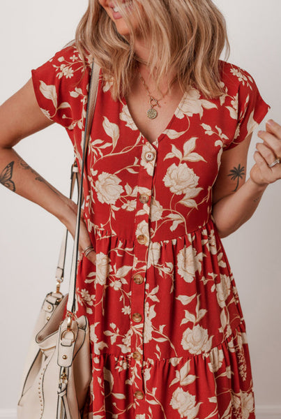 Fiery Red Midi Dress