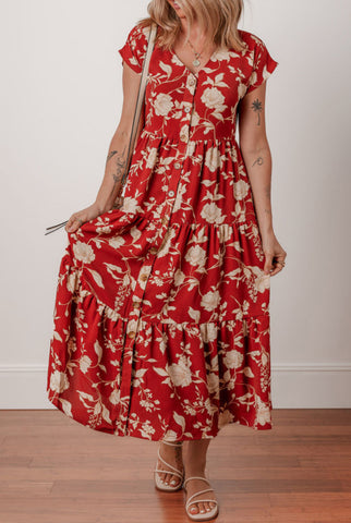 Fiery Red Midi Dress