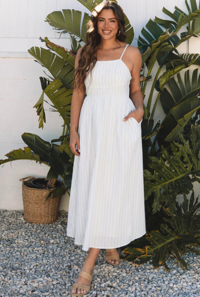Sparkle Striped White Dress