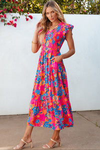 Rose Boho Smocked Maxi