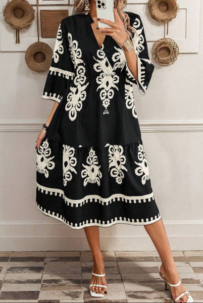 Black Western Midi Dress