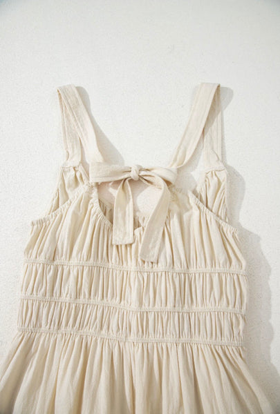 Beige Ruched Jumpsuit