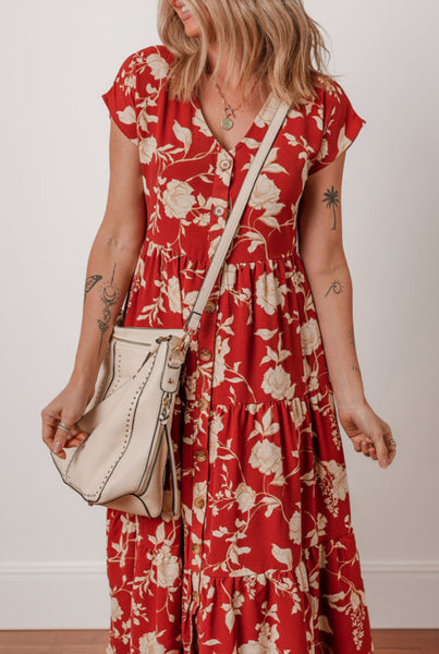 Fiery Red Midi Dress