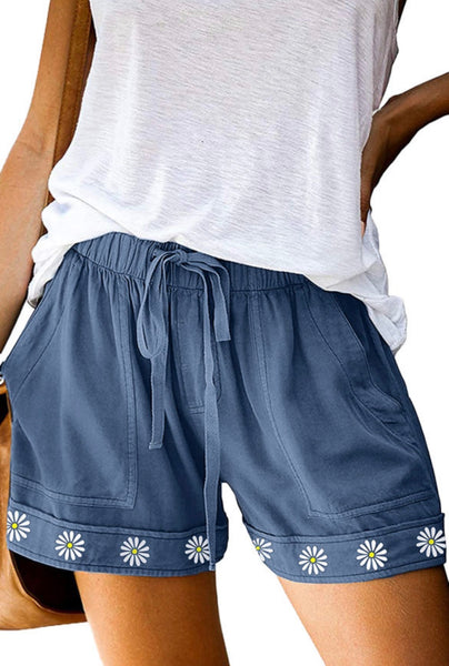Blue Daisy Cotton Shorts