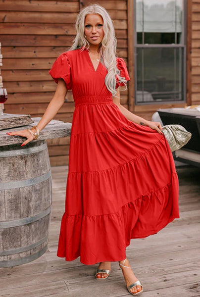 Siren Red Vneck Dress
