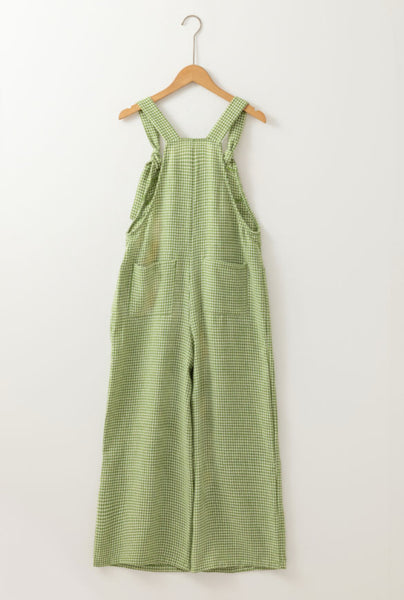 Green Gingham Wide Leg Overall