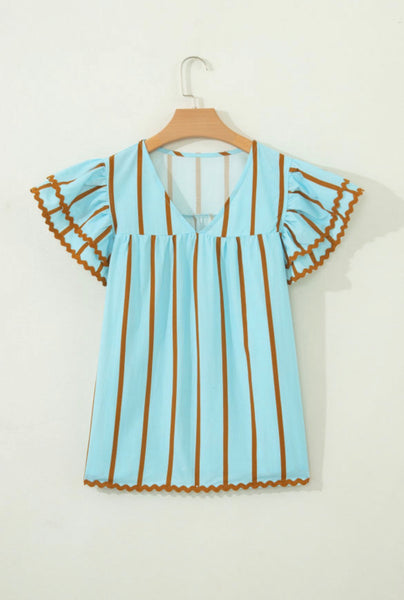 Ocean Striped Flutter Top
