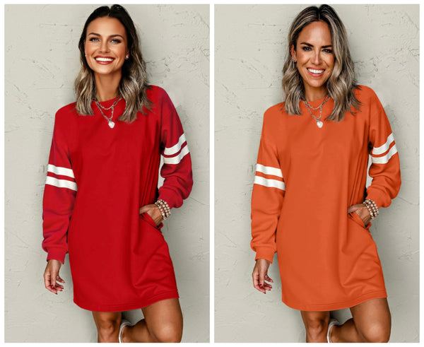 Orange or Red Varsity Dress