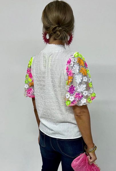 Floral Sequined Blouse