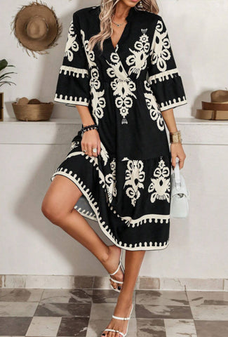 Black Western Midi Dress