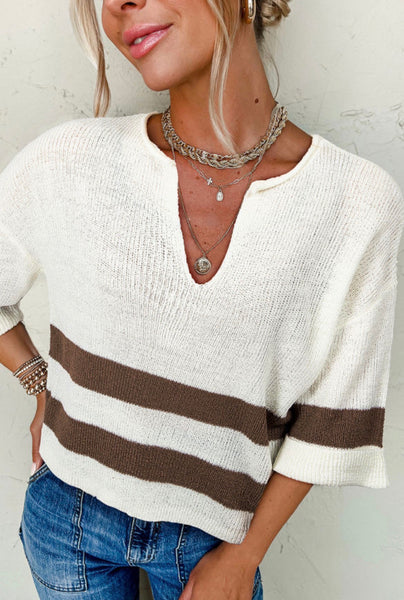 Notched V-Neck Sweater