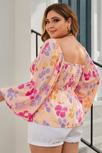 Peachy Smocked Peplum Blouse
