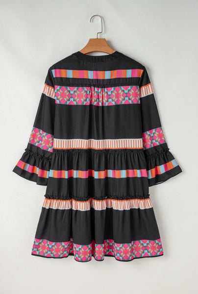 Black Rose V-Neck Dress
