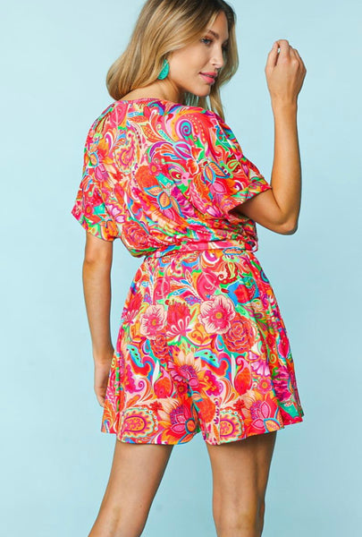 Rainbow Flared Shorts Romper