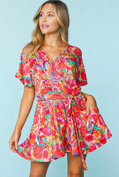 Rainbow Flared Shorts Romper