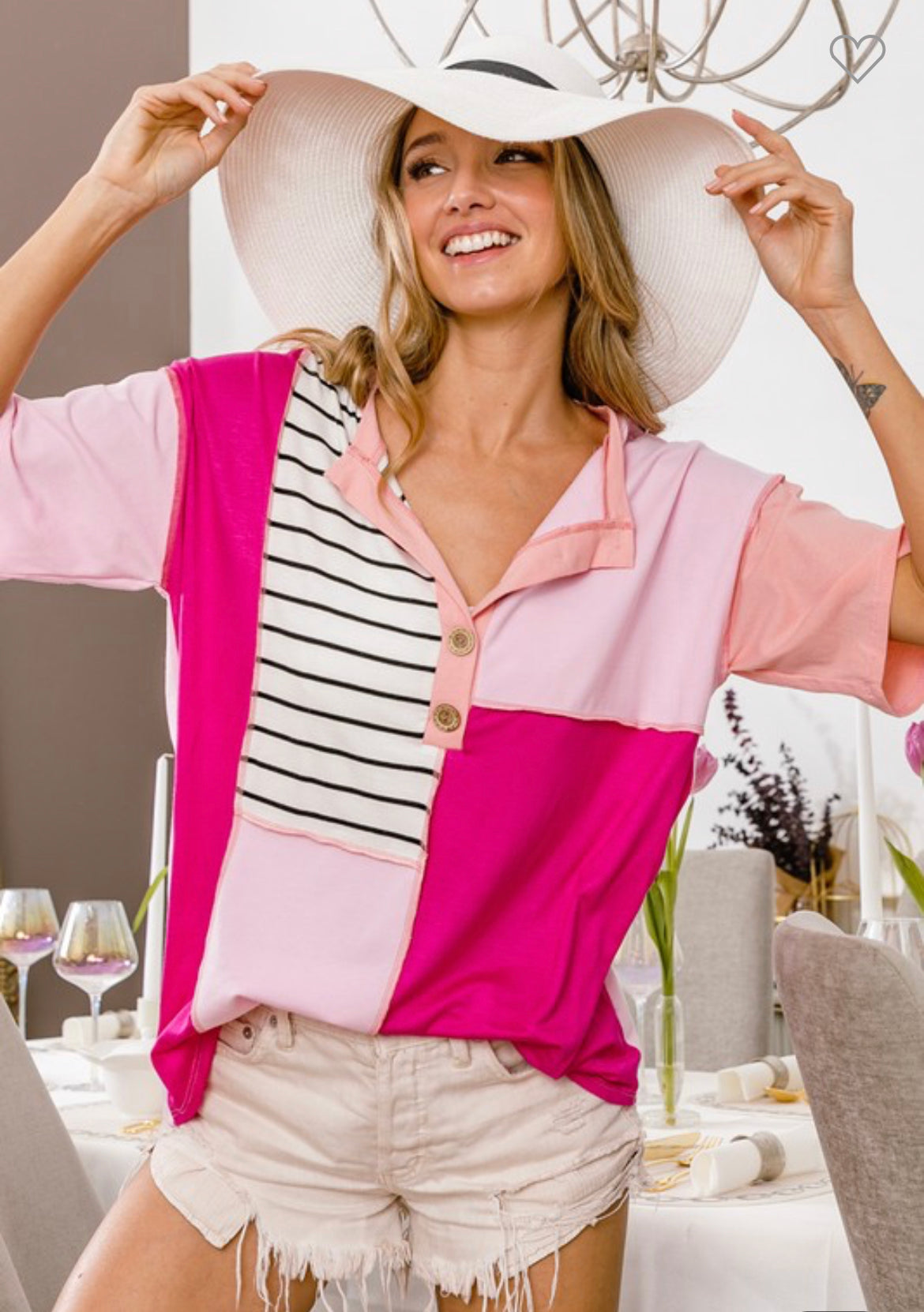 Pink Colorblock Top Pink Cotton Color Block Top – SummerSky Boutique