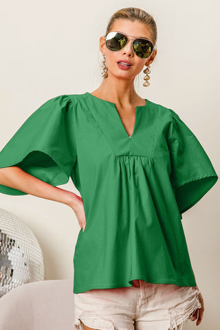 Kelly Green Yoke Puff Sleeve Top
