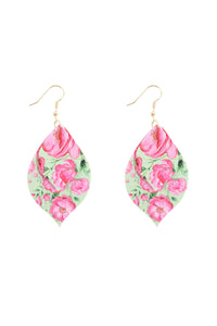 Green/Pink Floral Earrings